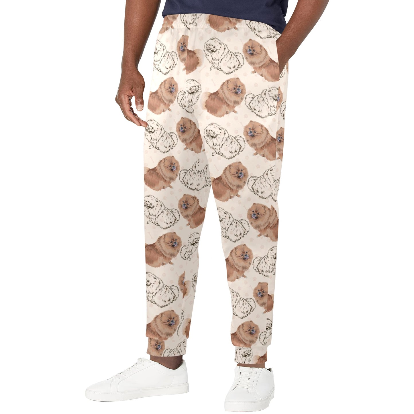 Pomeranians Pattern Print Design A01 Men's Casual Track Pants