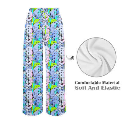 Elephant Art color Print Pattern Women's Wide Leg Lounge Pants