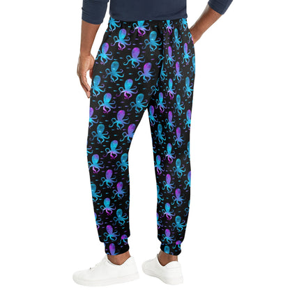Octopus Blue Design Print Themed Men's Casual Track Pants