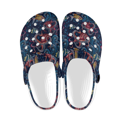Octopus Deep Sea Print Themed Unisex Clogs Shoes