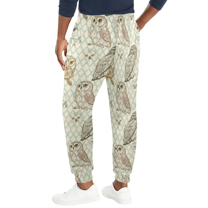 Owl Pattern Print Design A03 Men's Casual Track Pants
