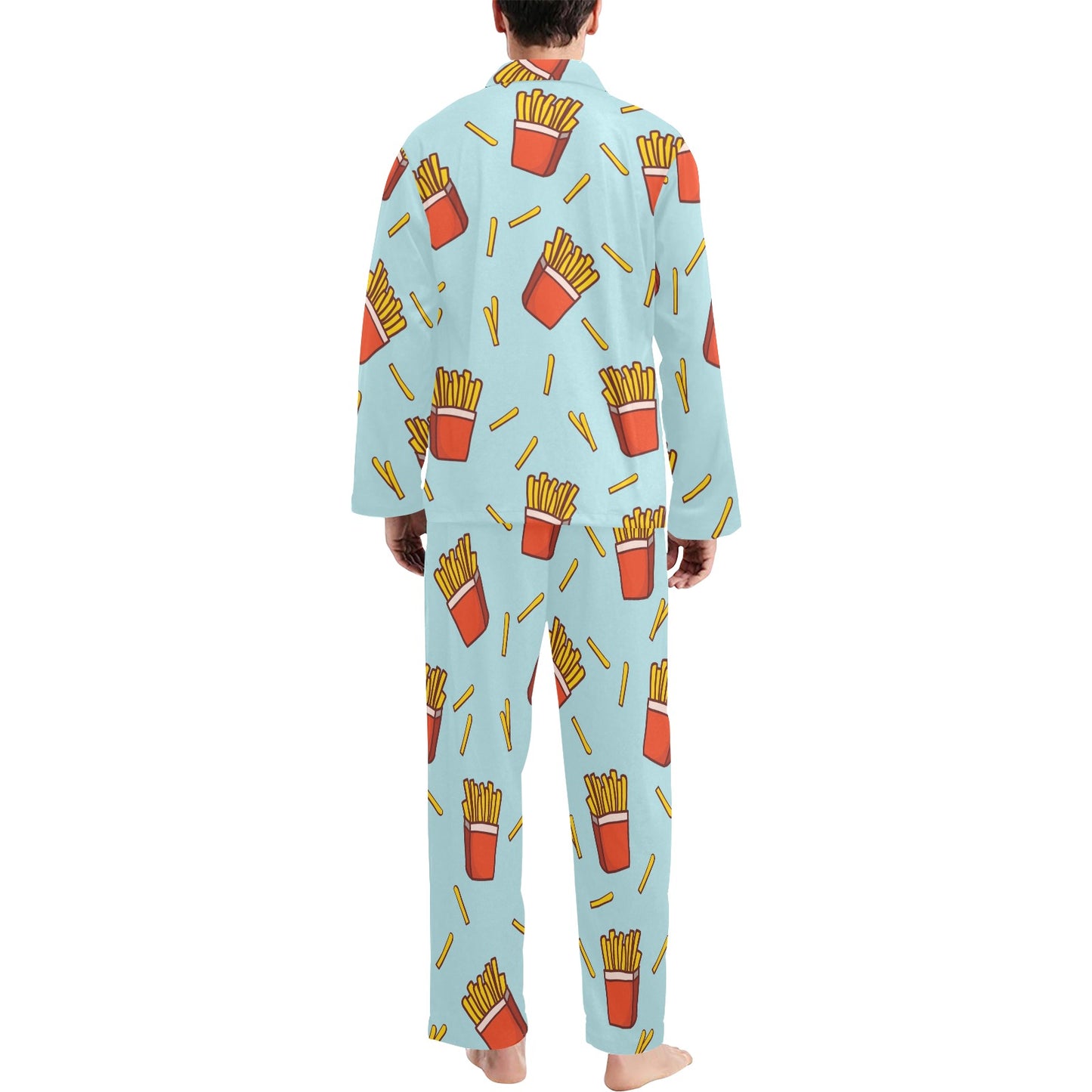 French Fried Pattern Print Design 02 Men's Long Pajama Set