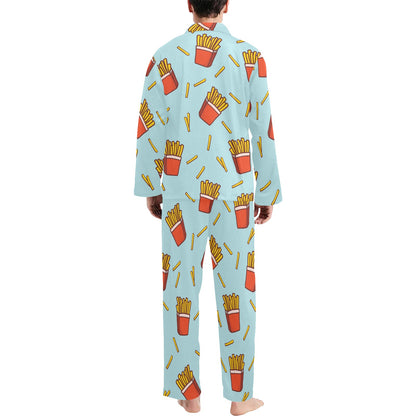 French Fried Pattern Print Design 02 Men's Long Pajama Set