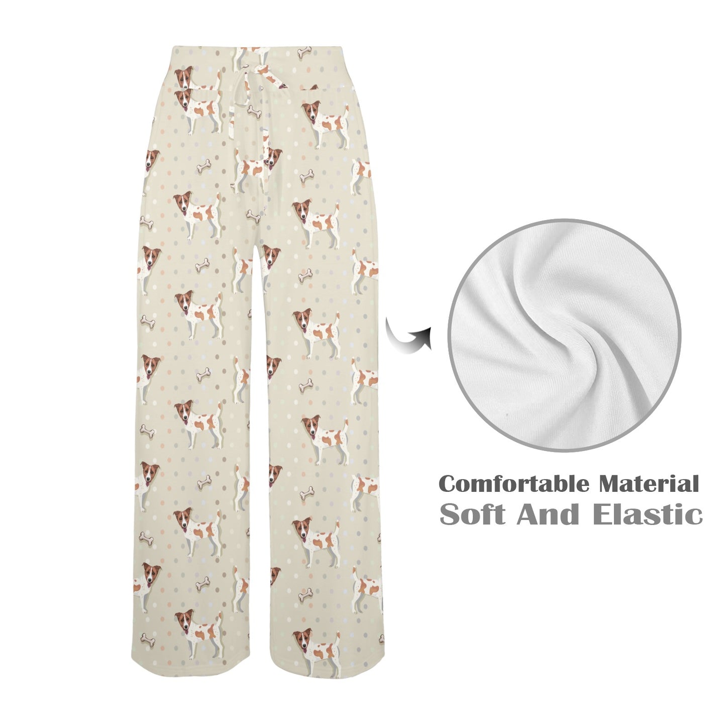 Russell Terriers With Bone Print Design LKS302 Women's Wide Leg Lounge Pants