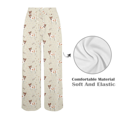 Russell Terriers With Bone Print Design LKS302 Women's Wide Leg Lounge Pants