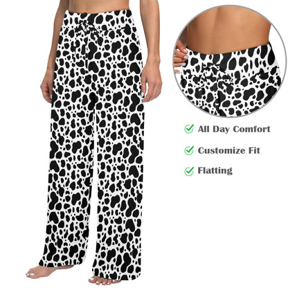 Cow Skin Pattern Print Design 04 Women's Wide Leg Lounge Pants