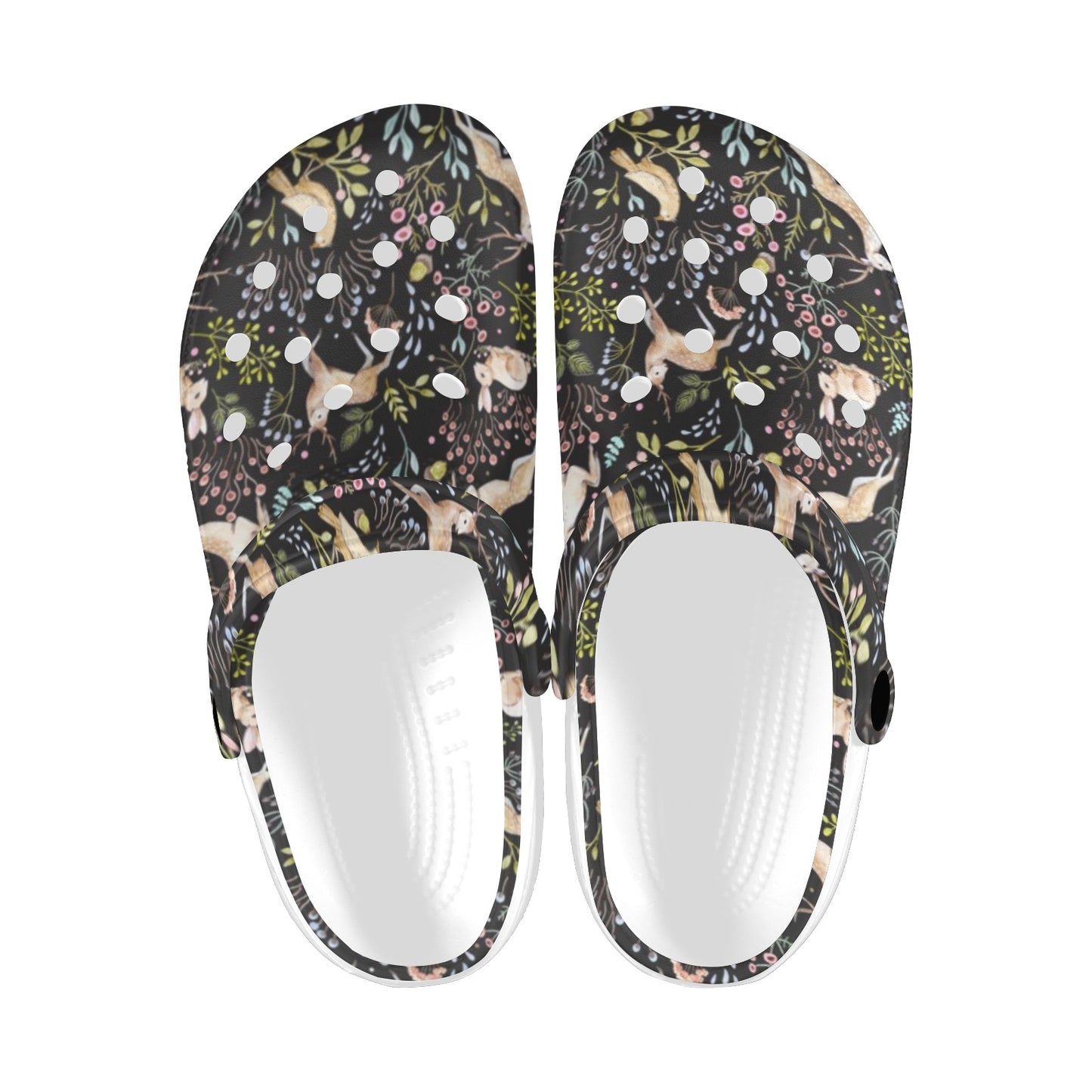 Deer Floral Jungle Unisex Clogs Shoes