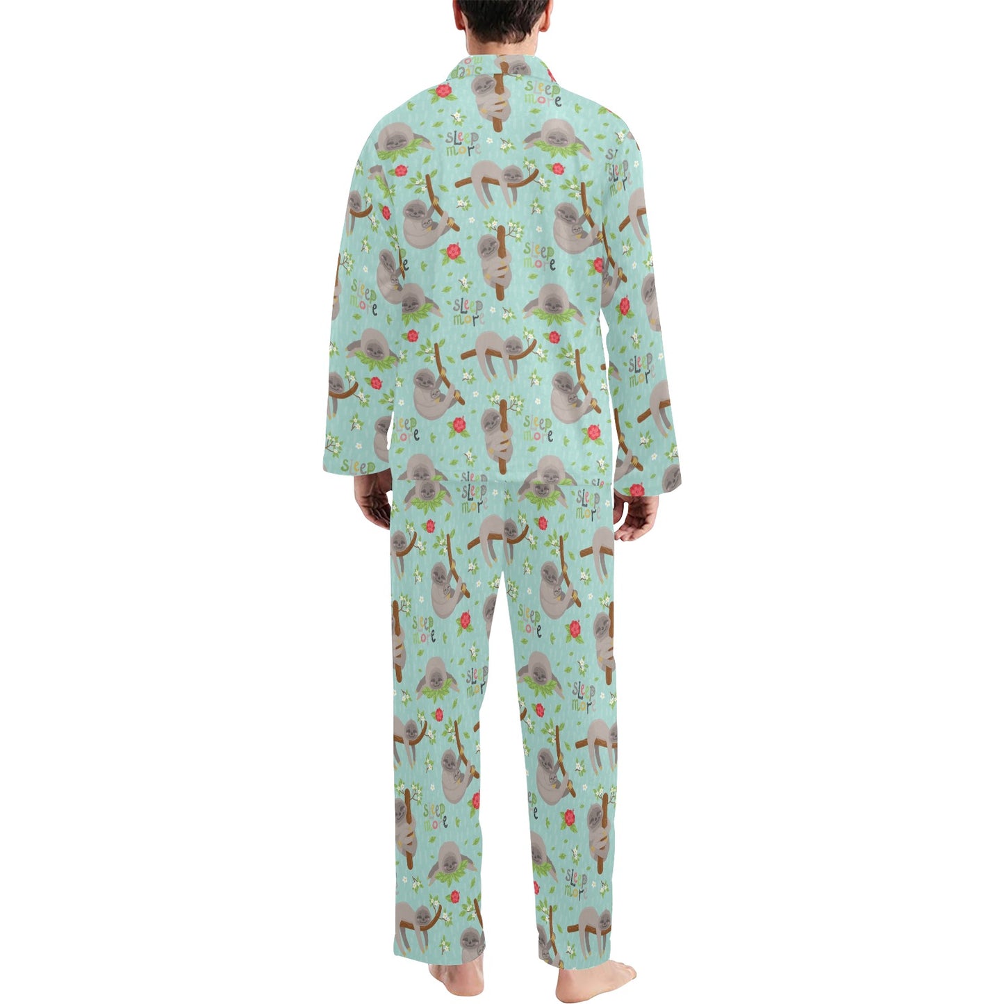 Sloth Print Design LKS305 Men's Long Pajama Set