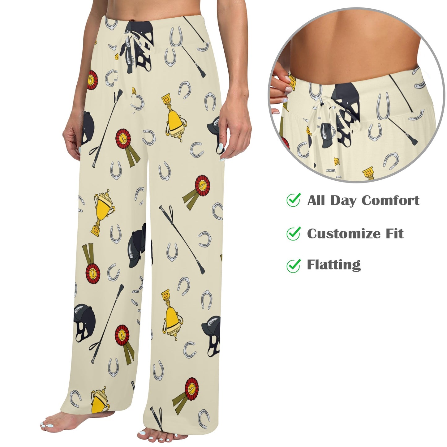 Equestrian Horseshoe Equipment Women's Wide Leg Lounge Pants