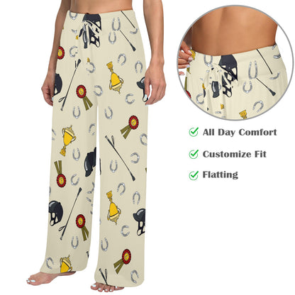 Equestrian Horseshoe Equipment Women's Wide Leg Lounge Pants