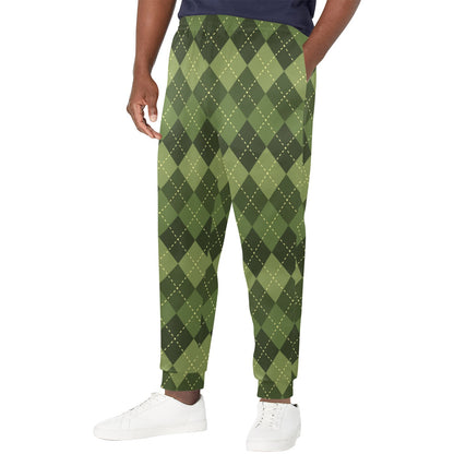 Argyle Green Pattern Print Design 01 Men's Casual Track Pants