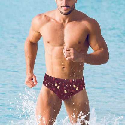 Wine Themed Pattern Print Men's Swimming Briefs