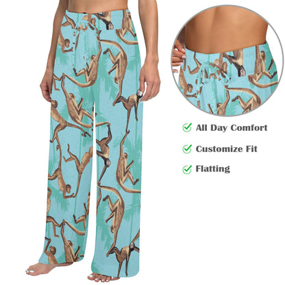 Monkey Pattern Print Design 04 Women's Wide Leg Lounge Pants