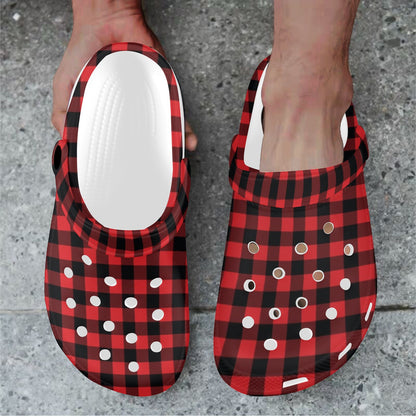 Red Black Buffalo Tartan Plaid Pattern Unisex Clogs Shoes
