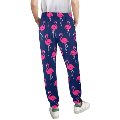Pink Flamingo Pattern Women's Casual Track Pants