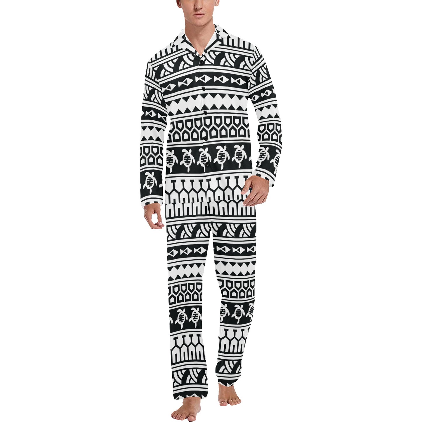 Samoan Pattern Print Design LKS303 Men's Long Pajama Set
