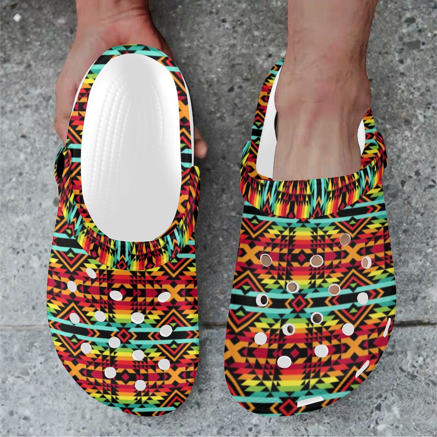Kente Red Design African Print Unisex Clogs Shoes