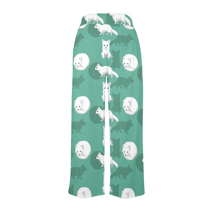 Arctic Fox Pattern Print Design Women's Wide Leg Lounge Pants