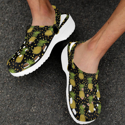 Pineapple Gold Dot Themed Print Unisex Clogs Shoes