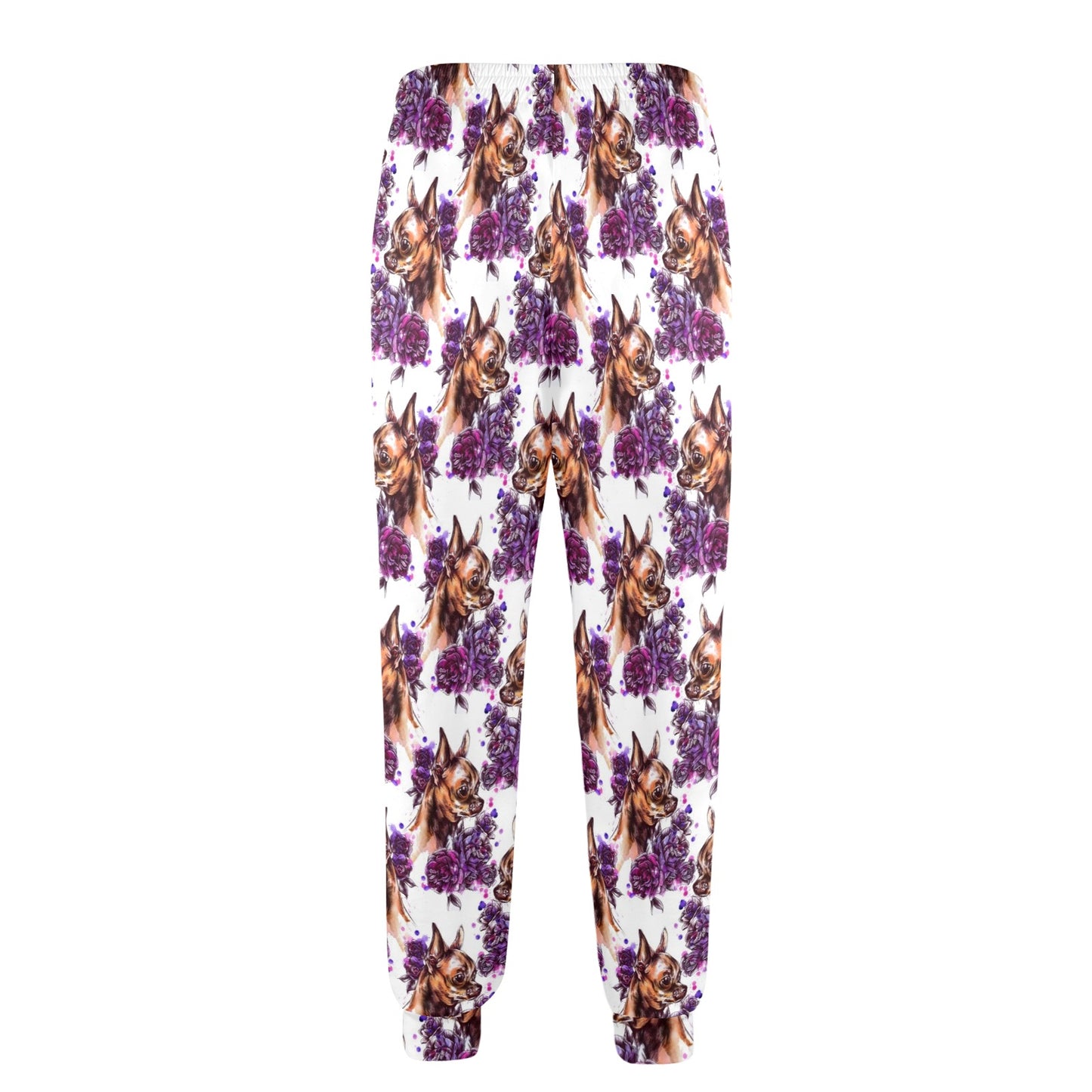 Chihuahua Purple Floral Men's Casual Track Pants