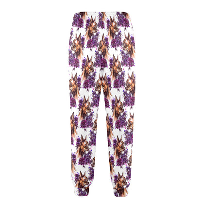 Chihuahua Purple Floral Men's Casual Track Pants