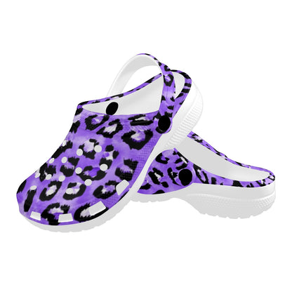 Leopard Purple Skin Print Unisex Clogs Shoes