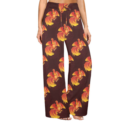 Rooster Pattern Print Design A04 Women's Wide Leg Lounge Pants