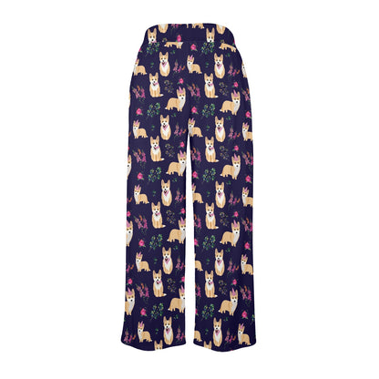 Pembroke Welsh Corgis Pattern Print Design A06 Women's Wide Leg Lounge Pants