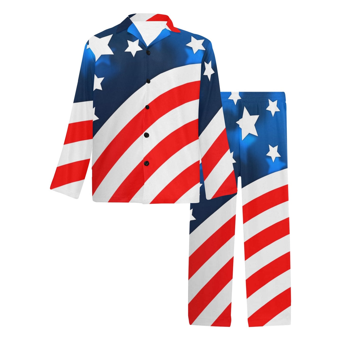 American flag Style Men's Long Pajama Set