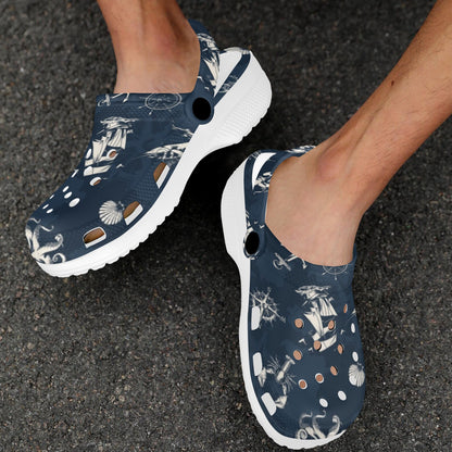 Nautical Sea Themed Print Unisex Clogs Shoes