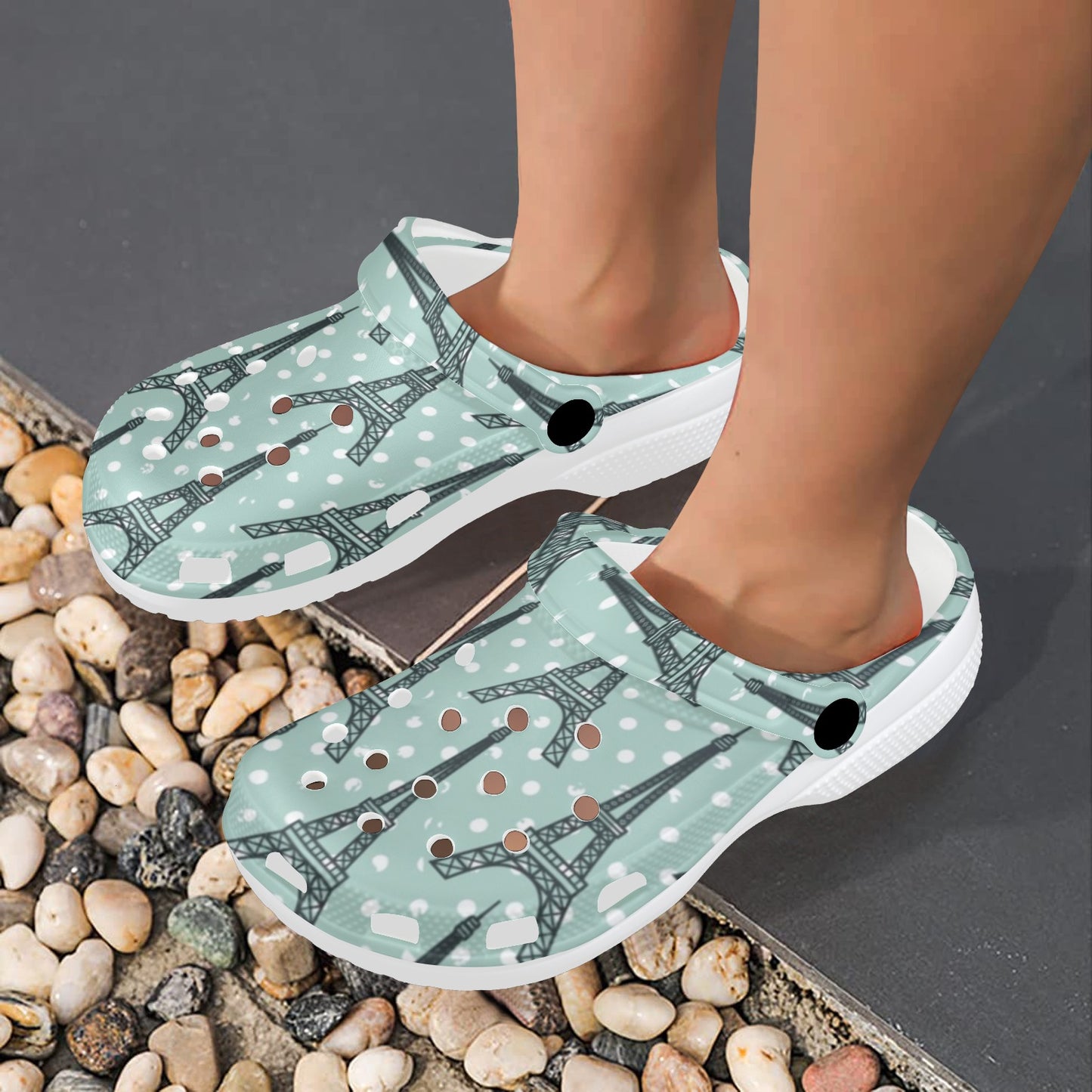 Eiffel Tower Polka Dot Print Unisex Clogs Shoes