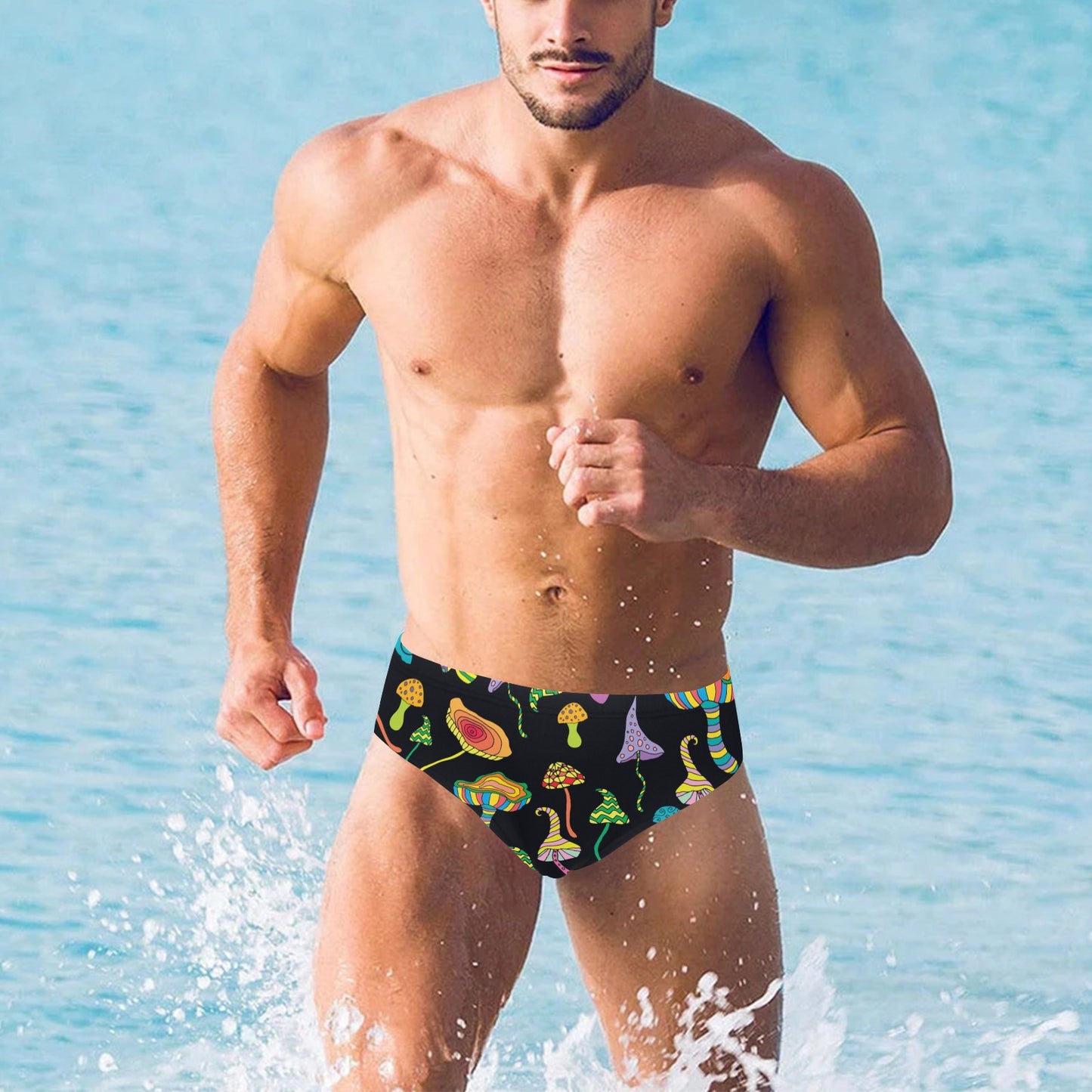 Psychedelic Mushroom Pattern Print Design A02 Men's Swimming Briefs