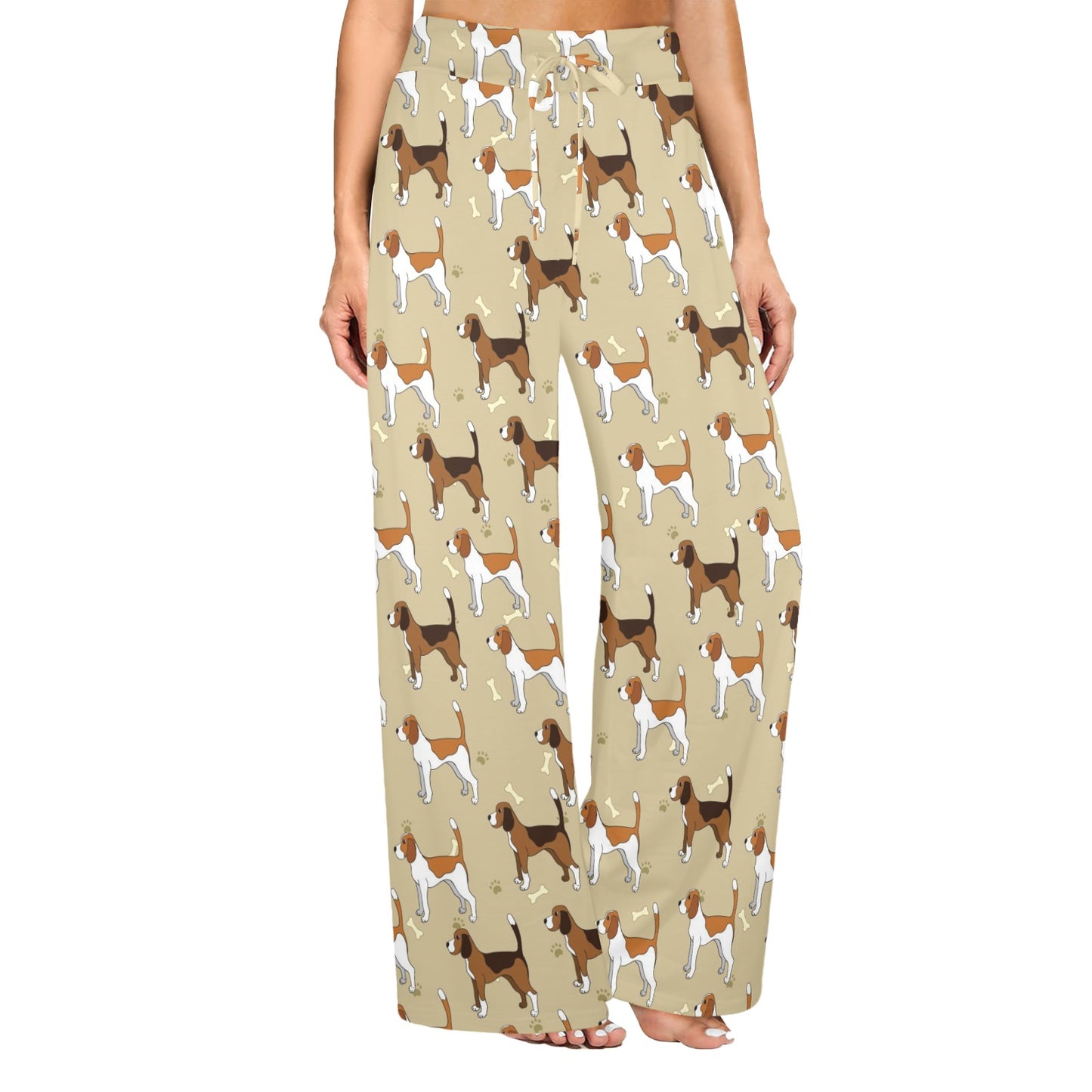 Beagle Pattern Print Design 01 Women's Wide Leg Lounge Pants