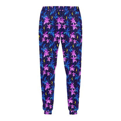 Palm Tree Night Scene Design Print Men's Sweatpants