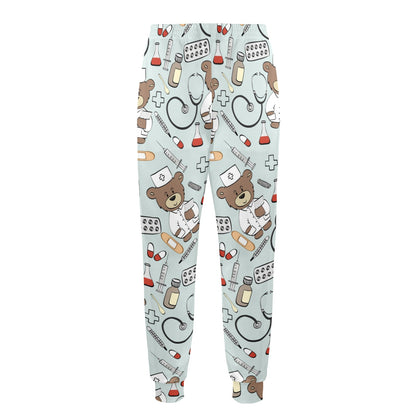 Nurse Bear Pattern Print Design A01 Men's Casual Track Pants