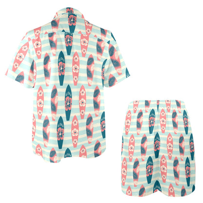 Aloha Hawaii Surfboard Pattern Print Design 02 Men's Beach Shirt and Shorts Set
