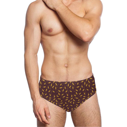Agricultural Gold Wheat Print Pattern Men's Swimming Briefs
