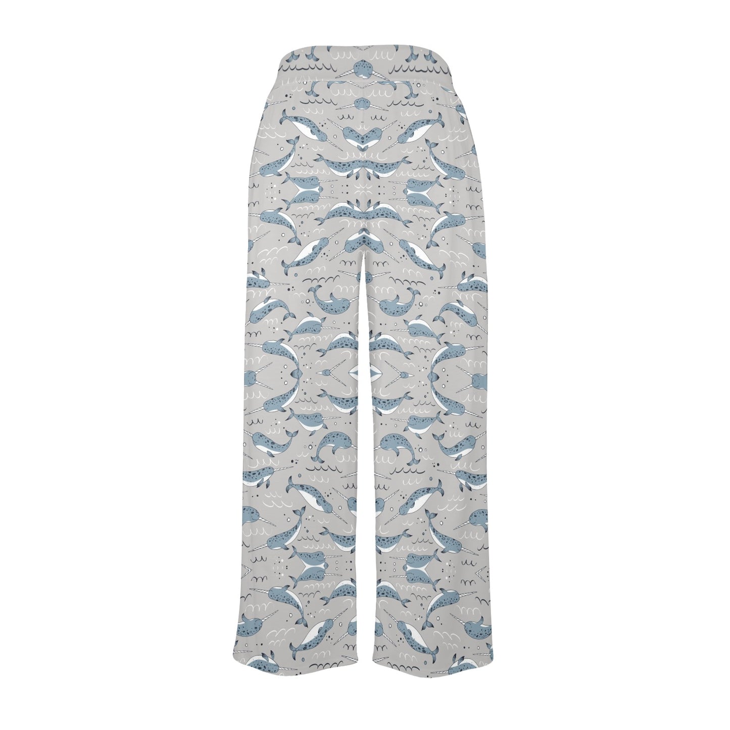 Narwhal Pattern Print Women's Wide Leg Lounge Pants
