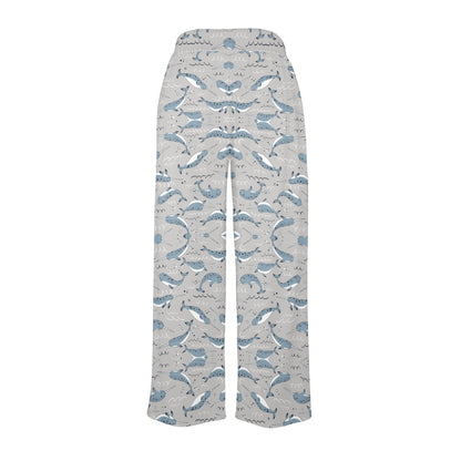 Narwhal Pattern Print Women's Wide Leg Lounge Pants