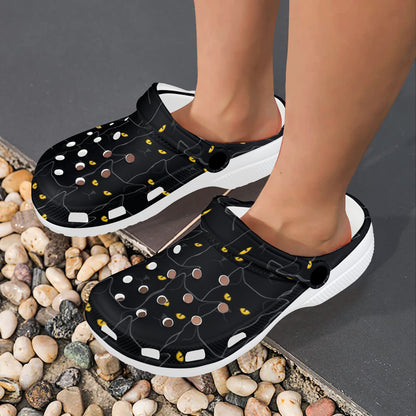 Black Cat Yellow Eyes Print Pattern Unisex Clogs Shoes