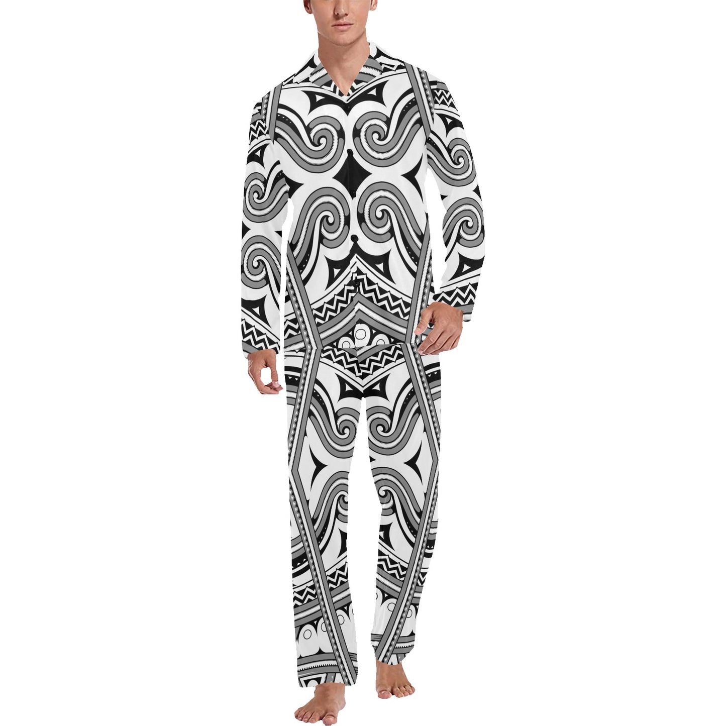Samoan Pattern Print Design LKS302 Men's Long Pajama Set