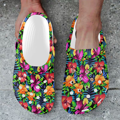 Tropical Folower Colorful Print Unisex Clogs Shoes