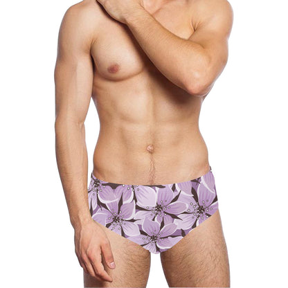 Lilac Pattern Print Design 01 Men's Swimming Briefs
