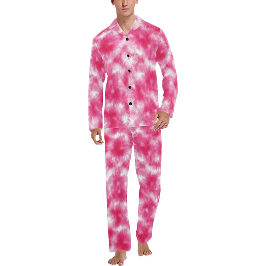 Tie Dye Pink Print Design LKS304 Men's Long Pajama Set