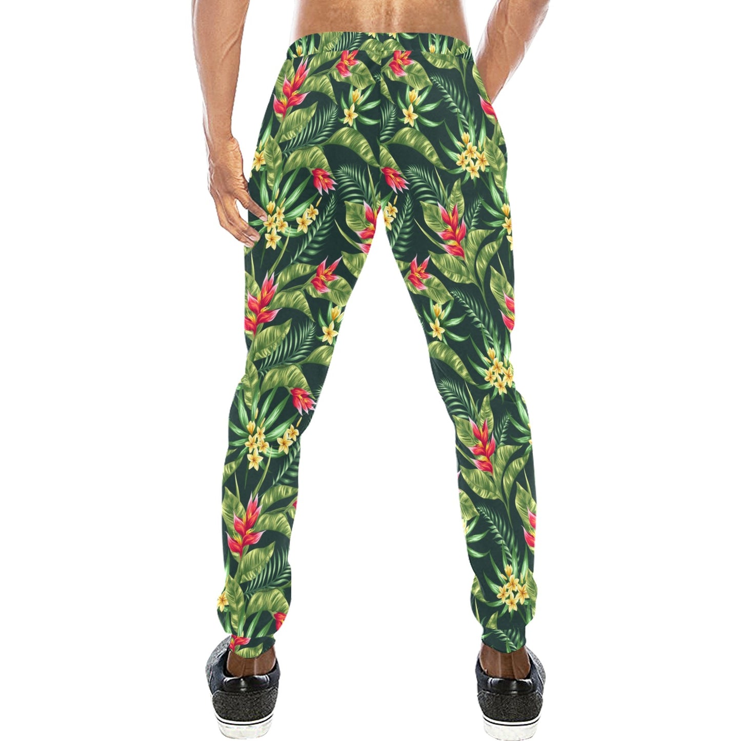 Tropical Folower Red Heliconia Print Men's Sweatpants