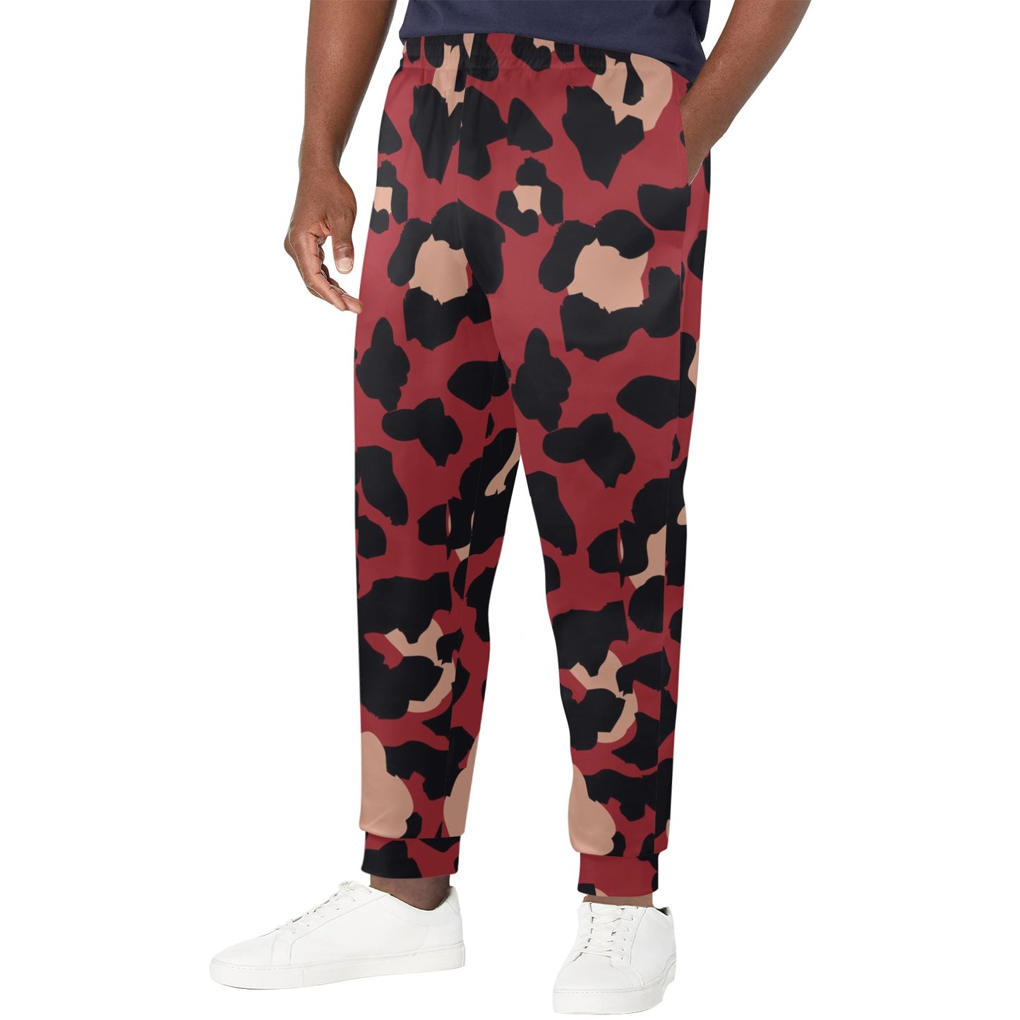 Cheetah Red Print Pattern Men's Casual Track Pants