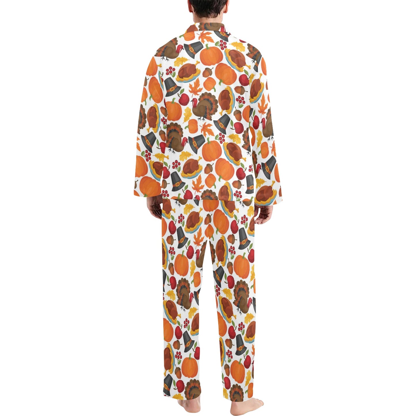 Thanksgiving Print Design LKS304 Men's Long Pajama Set