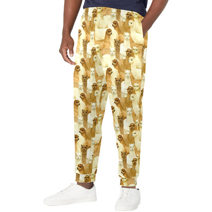 Alpaca Watercolor Design Themed Print Men's Casual Track Pants