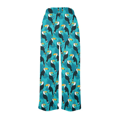 Toucan Parrot Pattern Print Women's Wide Leg Lounge Pants