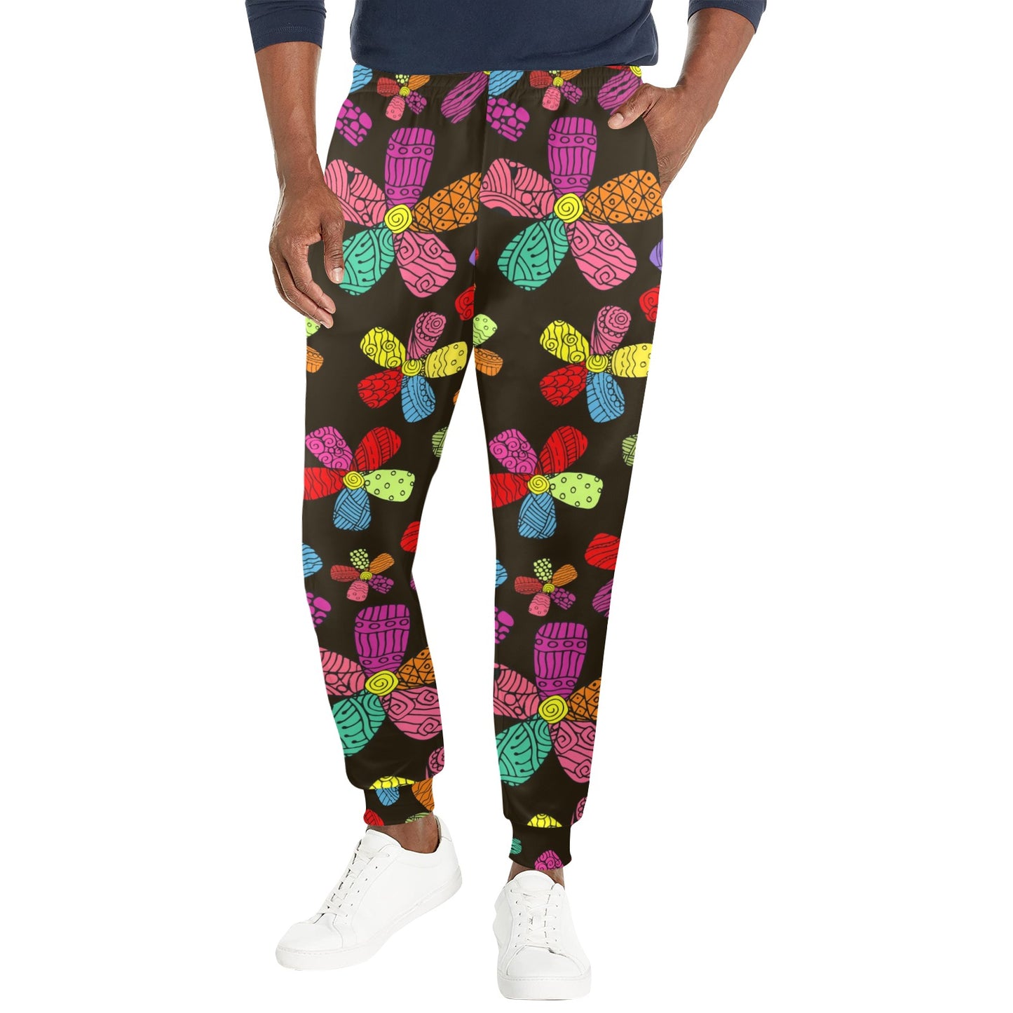 Flower Power Colorful Print Pattern Men's Casual Track Pants